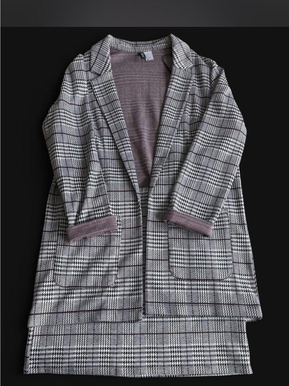 H&M Glen Plaid Open-Front Blazer and skirt set